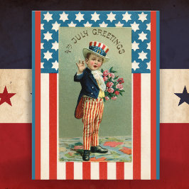  jongetje Sam op 4 juli Feestdagenkaart