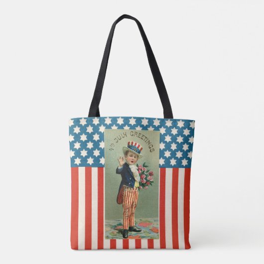  jongetje Sam op 4 juli Tote Bag (Achterkant)