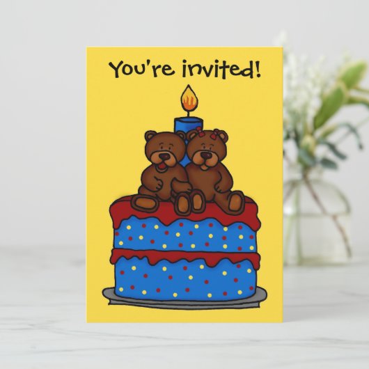 jongetje tweeling op uitnodiging voor verjaardagsf (Staand voorkant)