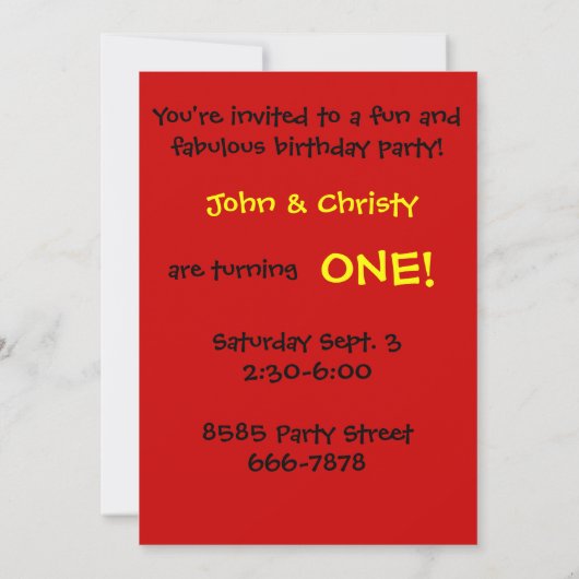 jongetje tweeling op uitnodiging voor verjaardagsf (Achterkant)