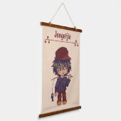 Jongetjie, jongen chibi. hangend wandkleed (Gebogen)