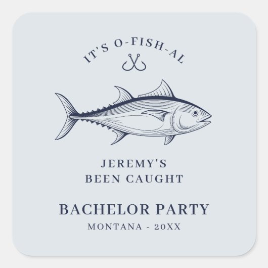 Jonggezellenfeest Bruidegom Visreis Vierkante Sticker (Voorkant)