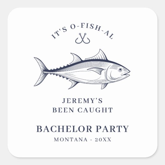 Jonggezellenfeest Bruidegom Visreis Vierkante Sticker (Voorkant)