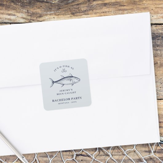 Jonggezellenfeest Bruidegom Visuitstapje Vierkante Sticker