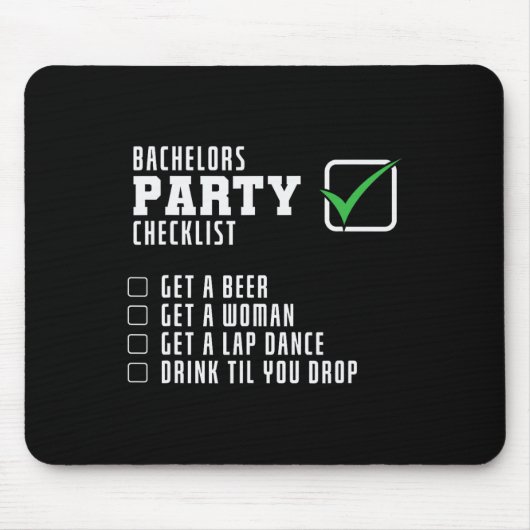 Jonggezellenfeest Checklist Muismat (Voorkant)
