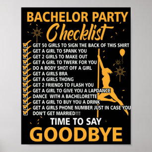 Jonggezellenfeest Checklist Stag Do Party Poster