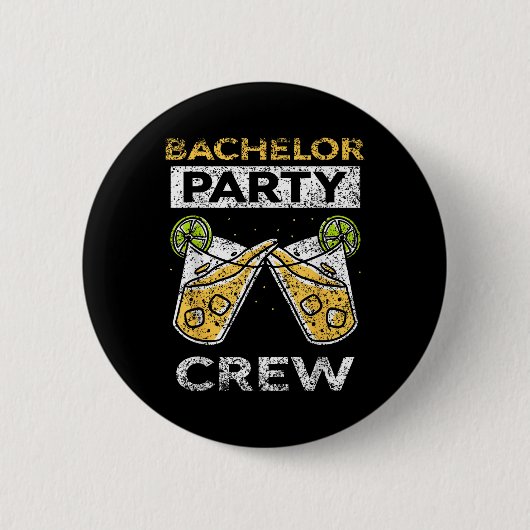 Jonggezellenfeest Crew Bruidegom Bruid Team Ronde Button 5,7 Cm (Voorkant)