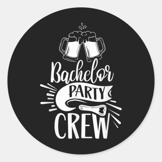 Jonggezellenfeest Crew Team Bruidegom Bruid Ronde Sticker (Voorkant)