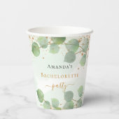 Jonggezellenfeest eucalyptus glitters monogram papieren bekers (Achterkant)