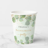 Jonggezellenfeest eucalyptus glitters monogram papieren bekers (Voorkant)