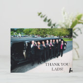 Jonggezellenfeest Foto Bedankkaart (Staand voorkant)