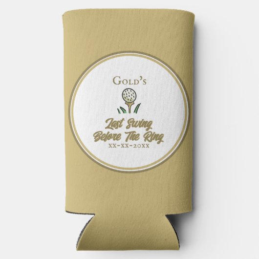 Jonggezellenfeest Golfen Goud en Wit Seltzer Blikjeskoeler (Achterkant)