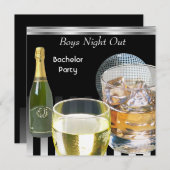 Jonggezellenfeest Heren Jongens Avond Uit Drankjes Kaart (Voorkant / Achterkant)