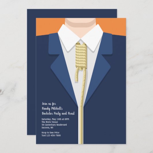 Jonggezellenfeest met strop kaart (Voorkant / Achterkant)