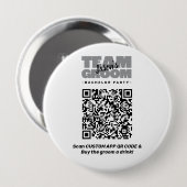 Jonggezellenfeest QR Code Drink Kopen Team Bruideg Ronde Button 4,0 Cm (Voorkant /achterkant)