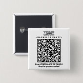 Jonggezellenfeest QR Code Drink Kopen Team Bruideg Vierkante Button 5,1 Cm (Voorkant /achterkant)