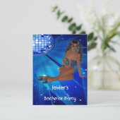 Jonggezellenfeest S..exy Meisje Blauwe Disco Club Kaart (Staand voorkant)