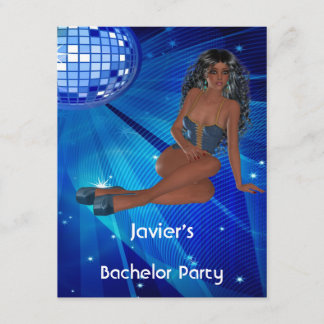 Jonggezellenfeest S..exy Meisje Blauwe Disco Club Kaart