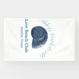 Jonggezellenfeest strandclub blauwe zee schelp naa spandoek