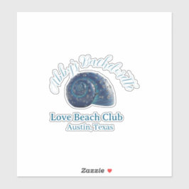Jonggezellenfeest strandclub blauwe zee schelp naa sticker