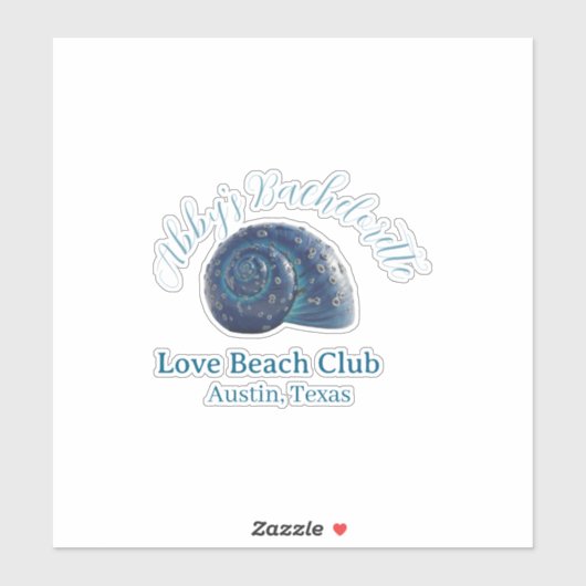 Jonggezellenfeest strandclub blauwe zee schelp naa sticker (Vel)