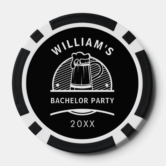 Jonggezellenfeest Zwart en Wit Bier Poker Chips (Achterkant)