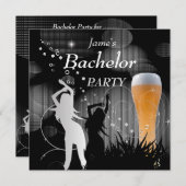 Jonggezellenfeest Zwart Goud Wit Bierglas Meisjes Kaart (Voorkant / Achterkant)