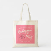Jonggezellenfeestje in Roze en Wit Tote Bag (Achterkant)