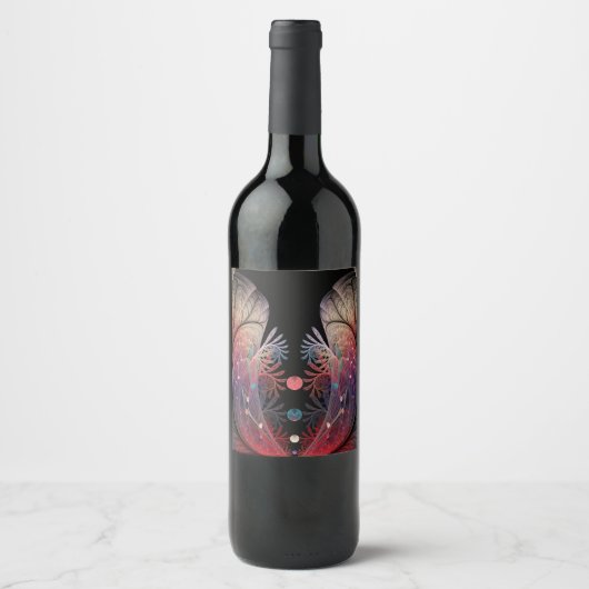 Jonglage Abstracte Modern Fantasy Fractal Art Wijn Etiket (Voorkant)