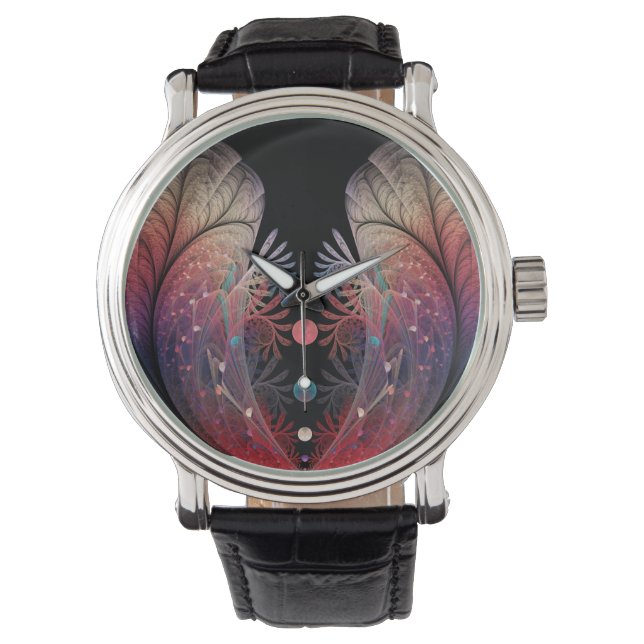 Jongleer Abstracte Moderne Fantasie Fractale Kunst Horloge (Voorkant)