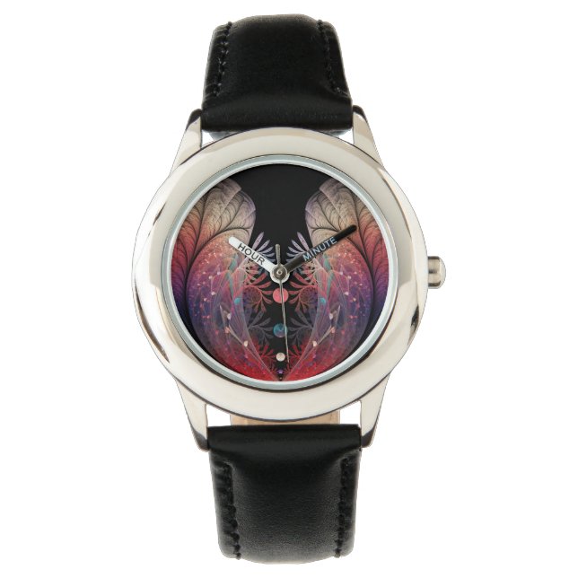 Jongleer Abstracte Moderne Fantasie Fractale Kunst Horloge (Voorkant)