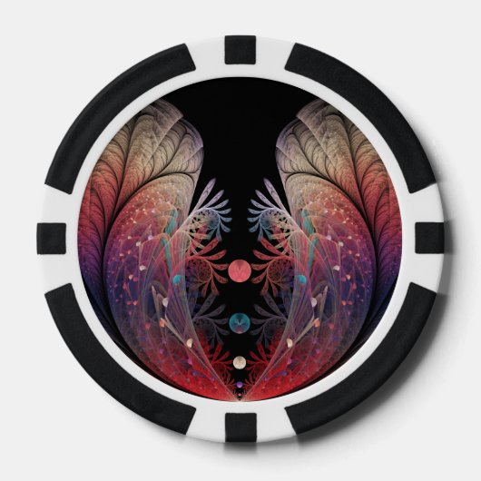 Jongleer Abstracte Moderne Fantasie Fractale Kunst Poker Chips (Voorkant)