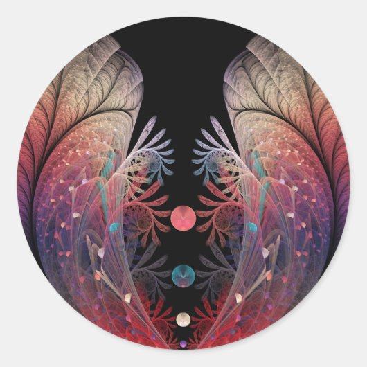 Jongleer Abstracte Moderne Fantasie Fractale Kunst Ronde Sticker (Voorkant)