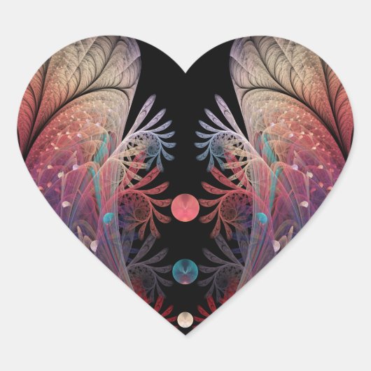 Jongleren Abstracte Moderne Fantasie Fractale Kuns Hart Sticker (Voorkant)