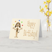 Jongleren Cartoon. Birthday. Kaart (Gele Bloem)