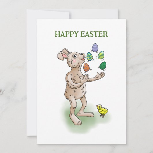 jongleren paashaas feestdagenkaart (Voorkant)