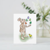 jongleren paashaas feestdagenkaart (Staand voorkant)