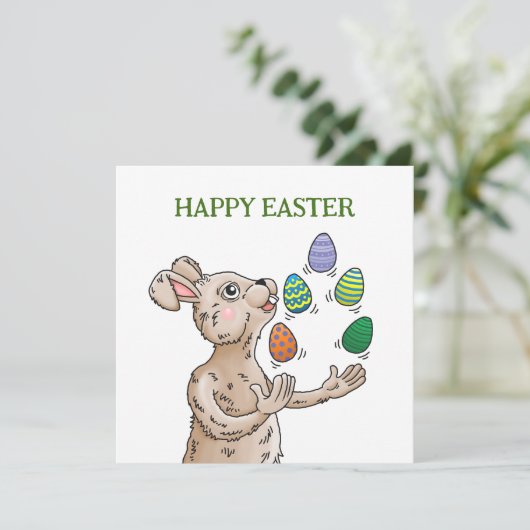 jongleren paashaas Kaart (Staand voorkant)