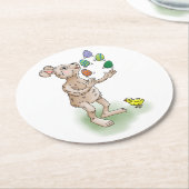 jongleren paashaas ronde kartonnen onderzetter (Gebogen)