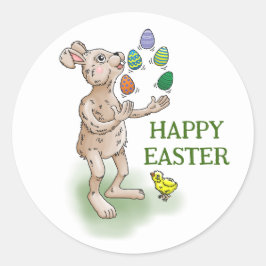 jongleren paashaas ronde sticker