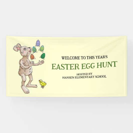 jongleren paashaas spandoek (Horizontaal)