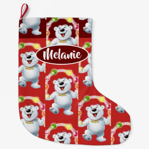 Jongleren Polar Beer aangepaste meisjes kerstkous Grote Kerstsok
