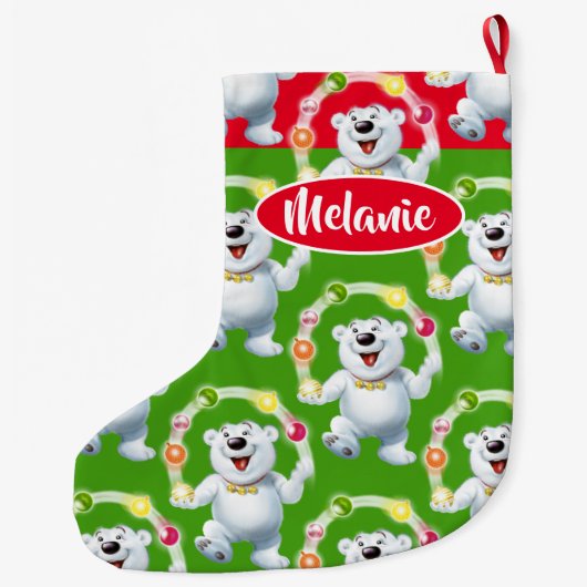 Jongleren Polar Beer aangepaste meisjes kerstkous Grote Kerstsok (Achterkant)