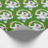 Jongleren Polar Beer. Groen Glanzend cadeau Cadeaupapier (Hoek)