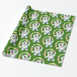 Jongleren Polar Beer. Groen Glanzend cadeau Cadeaupapier