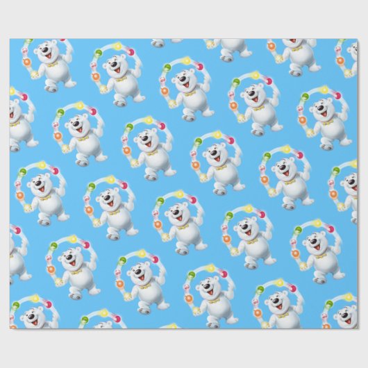 Jongleren Polar Beer. mid blue Glossy cadeau Cadeaupapier (Vlak)