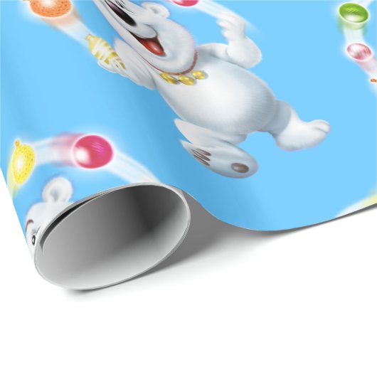 Jongleren Polar Beer. mid blue Glossy cadeau Cadeaupapier (Rol Hoek)