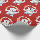 Jongleren Polar Beer. Rood Glanzend cadeau Cadeaupapier (Hoek)