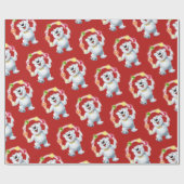 Jongleren Polar Beer. Rood Glanzend cadeau Cadeaupapier (Vlak)