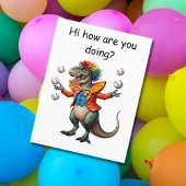 Jongleren T-rex in clown outfit Briefkaart